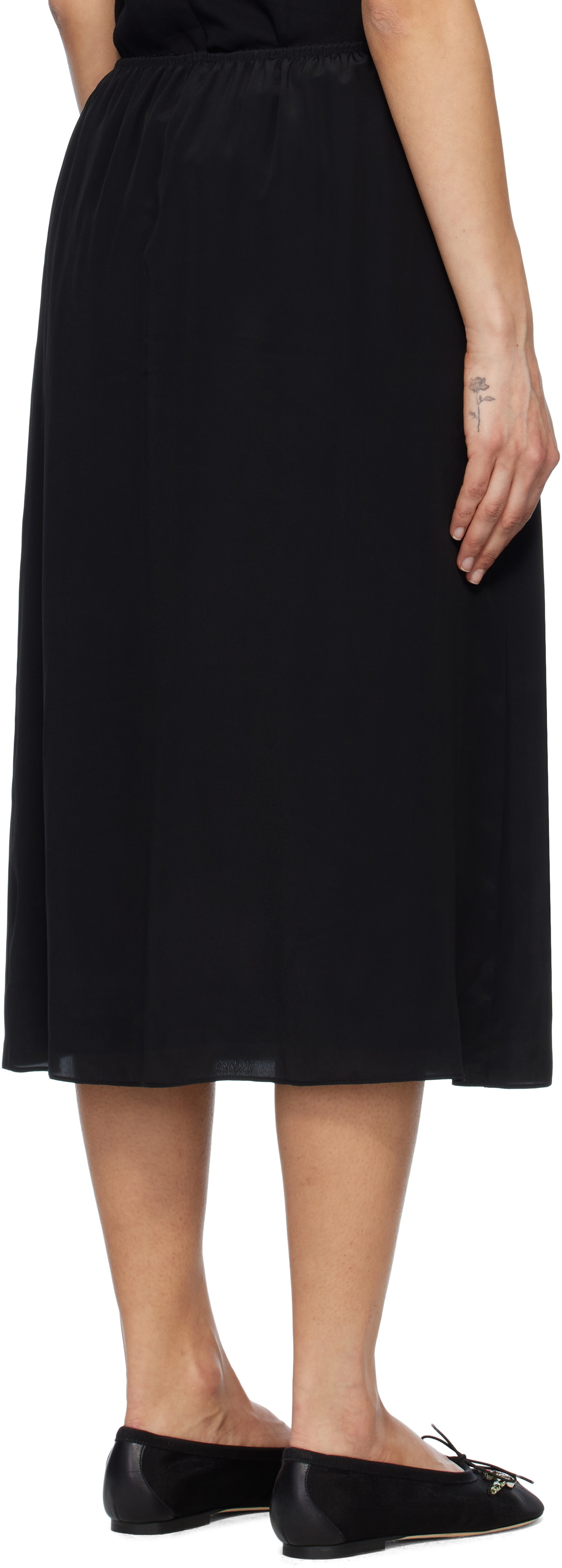 Simone Rocha Black Bow Slit Column Midi Skirt Simone Rocha simone-rocha-black-bow-slit-column-midi-skirt-simone-rocha