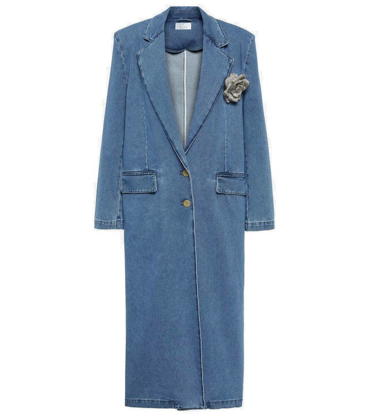 Photo: Giuseppe di Morabito Floral-appliqué denim coat