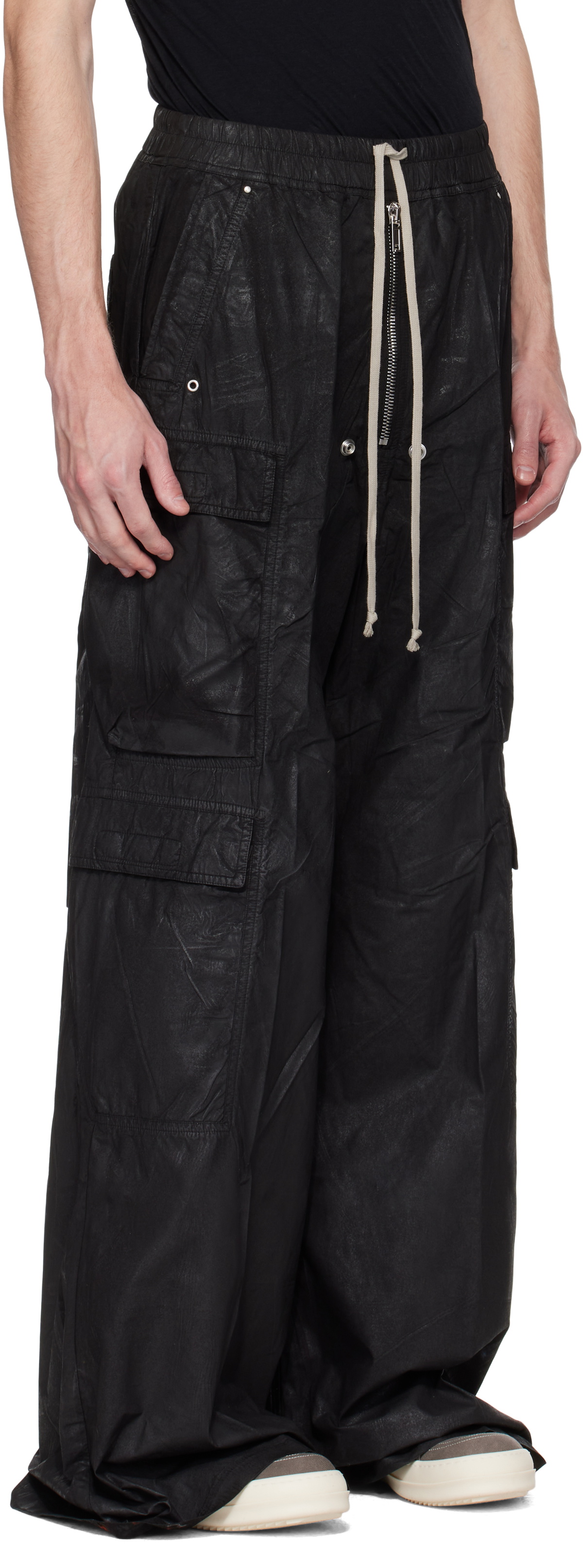 Rick Owens DRKSHDW Black Hollywood Double Cargo Jumbo Belas Pants