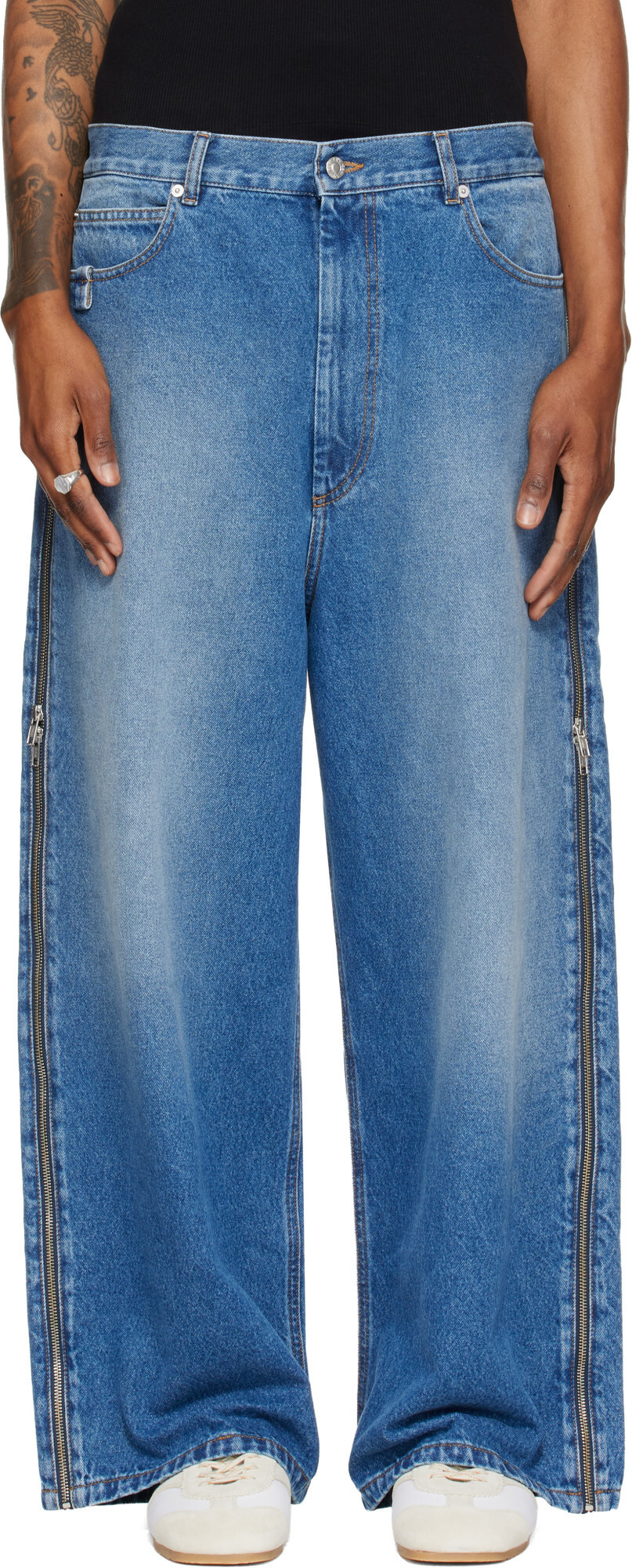 LU'U DAN Blue Side Zip Jeans