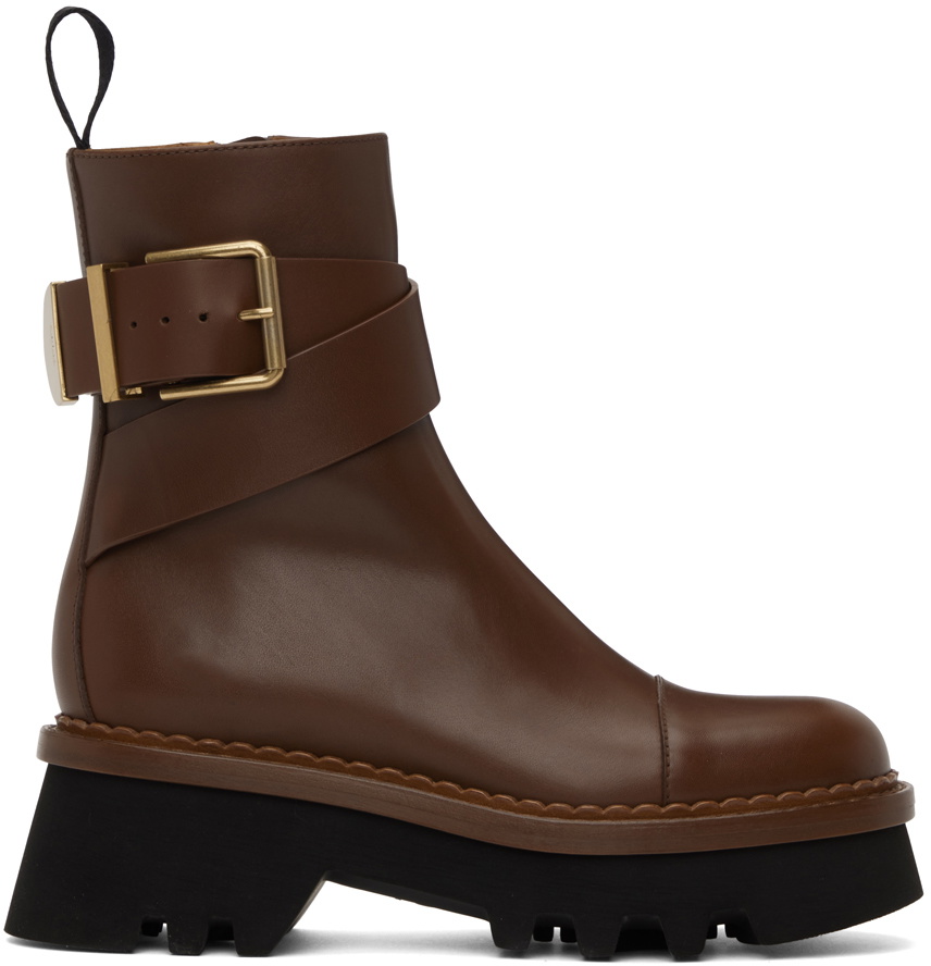 【送料 関税込】Chloe Owena leather lace-up boots 0400019352470_ENIGMATICBROWN?