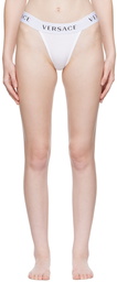 Versace Underwear White Logo Thong