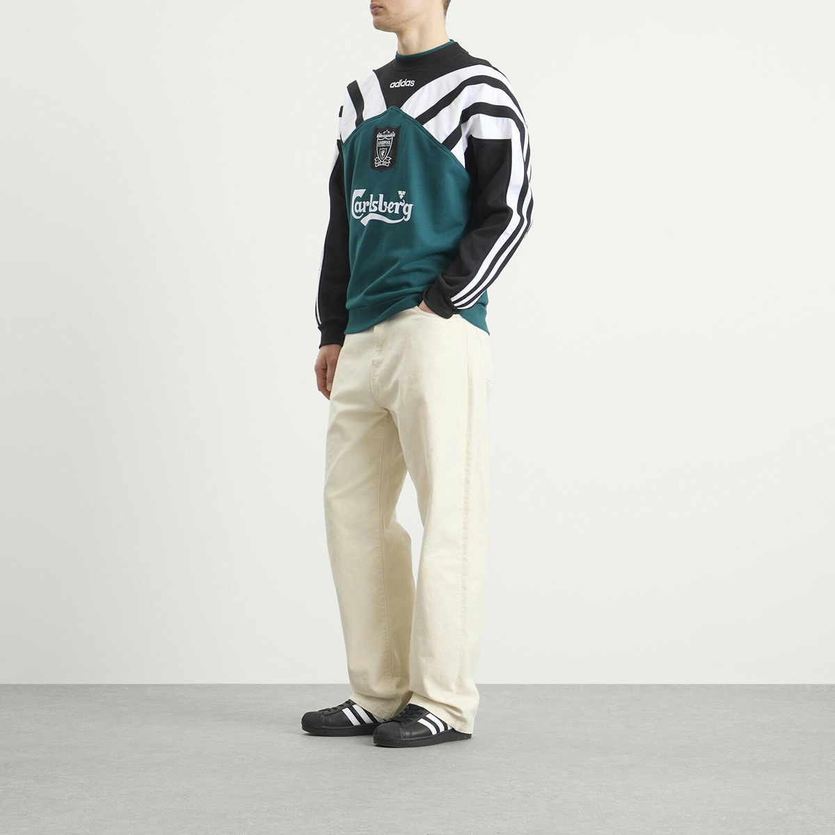 Adidas Men's Liverpool FC 95' Crew Sweat in Rich Green/Black adidas