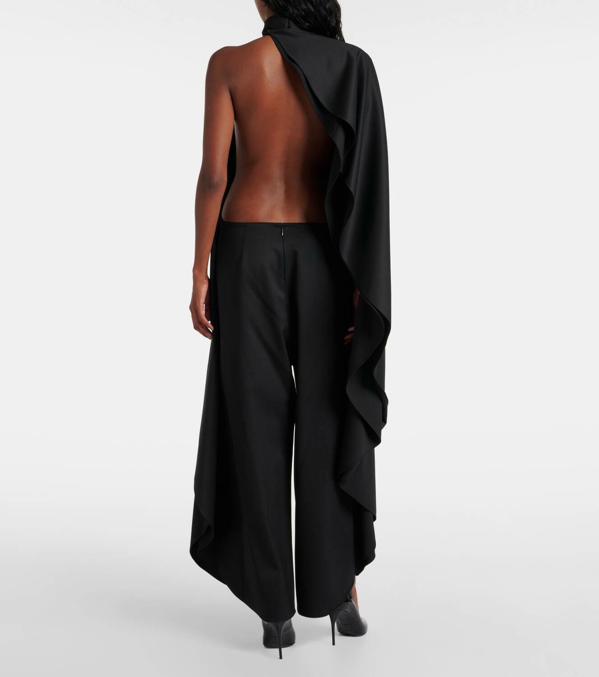 Alaïa Open-back wool grain de poudre jumpsuit