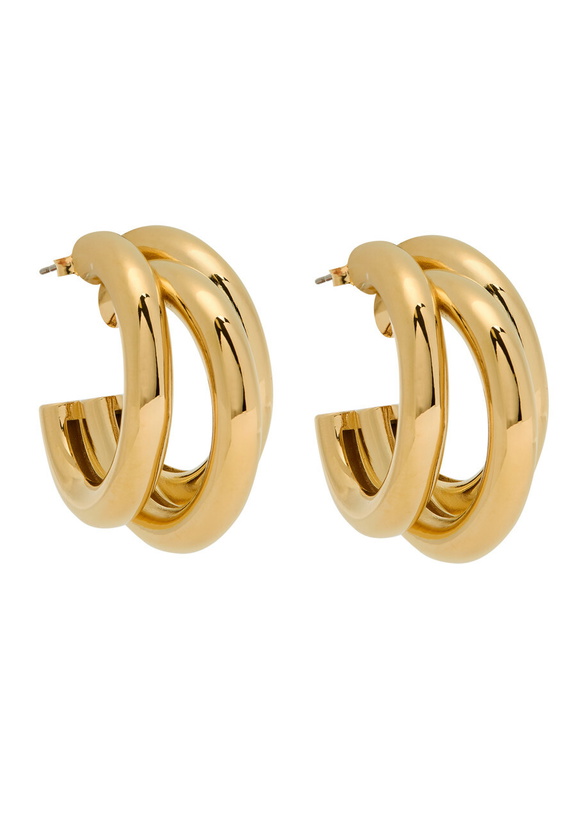 Photo: Rabanne Layered Hoop Earrings - Gold - One Size
