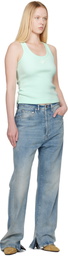 Casablanca Blue Ribbed Jersey Tank Top