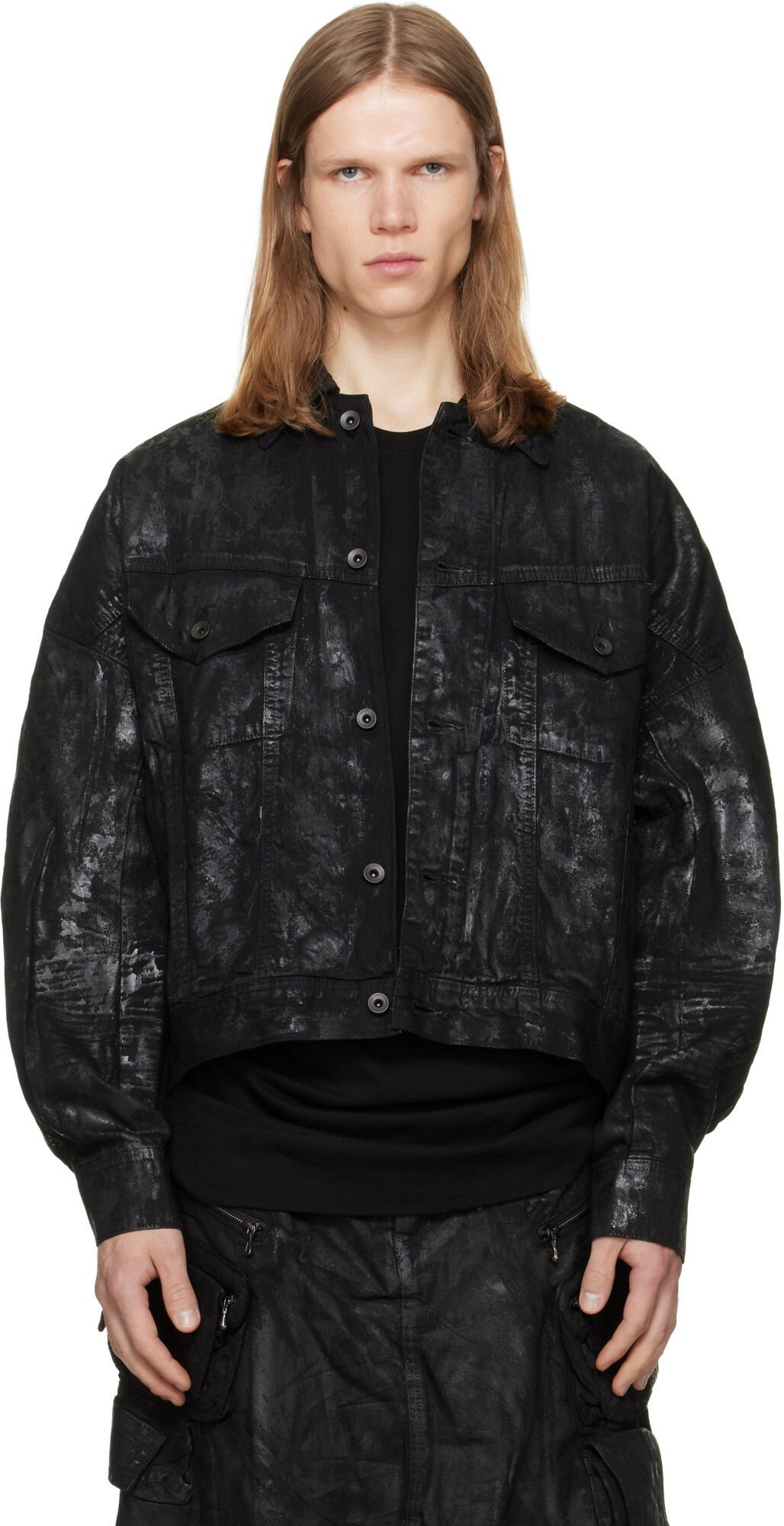 Julius Black Prism Biker Denim Jacket Julius