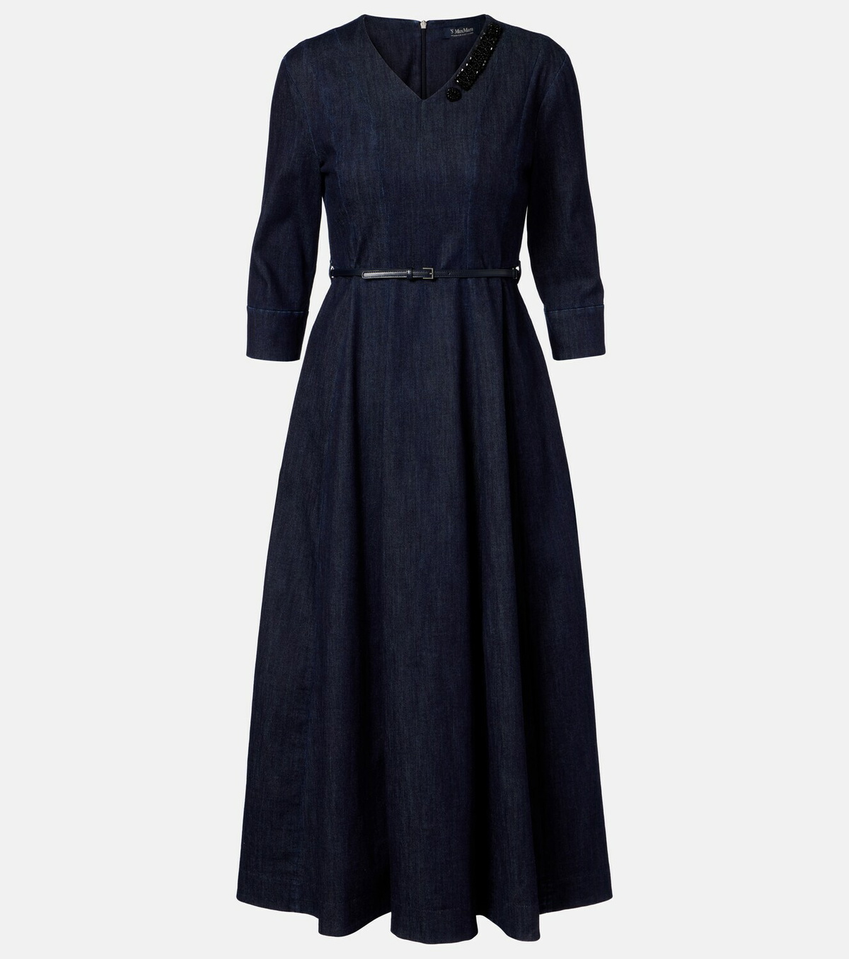 'S Max Mara Vela embellished belted denim midi dress