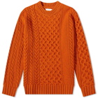 Norse Projects Men's Arild Cable Crew Knit in Burnt Orange