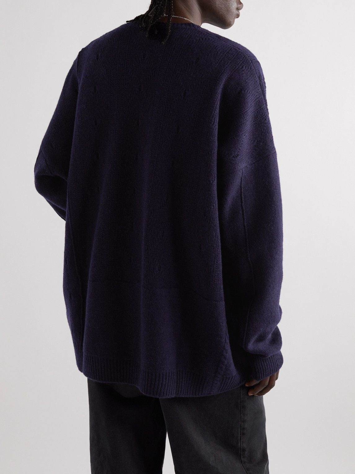 Raf Simons - Oversized Printed Cable-Knit Merino Wool Sweater - Blue ...