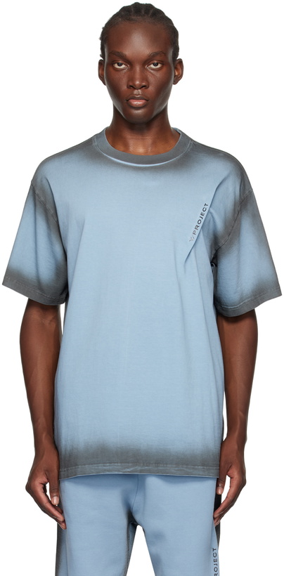 Photo: Y/Project Blue & Gray Pinched Logo T-Shirt