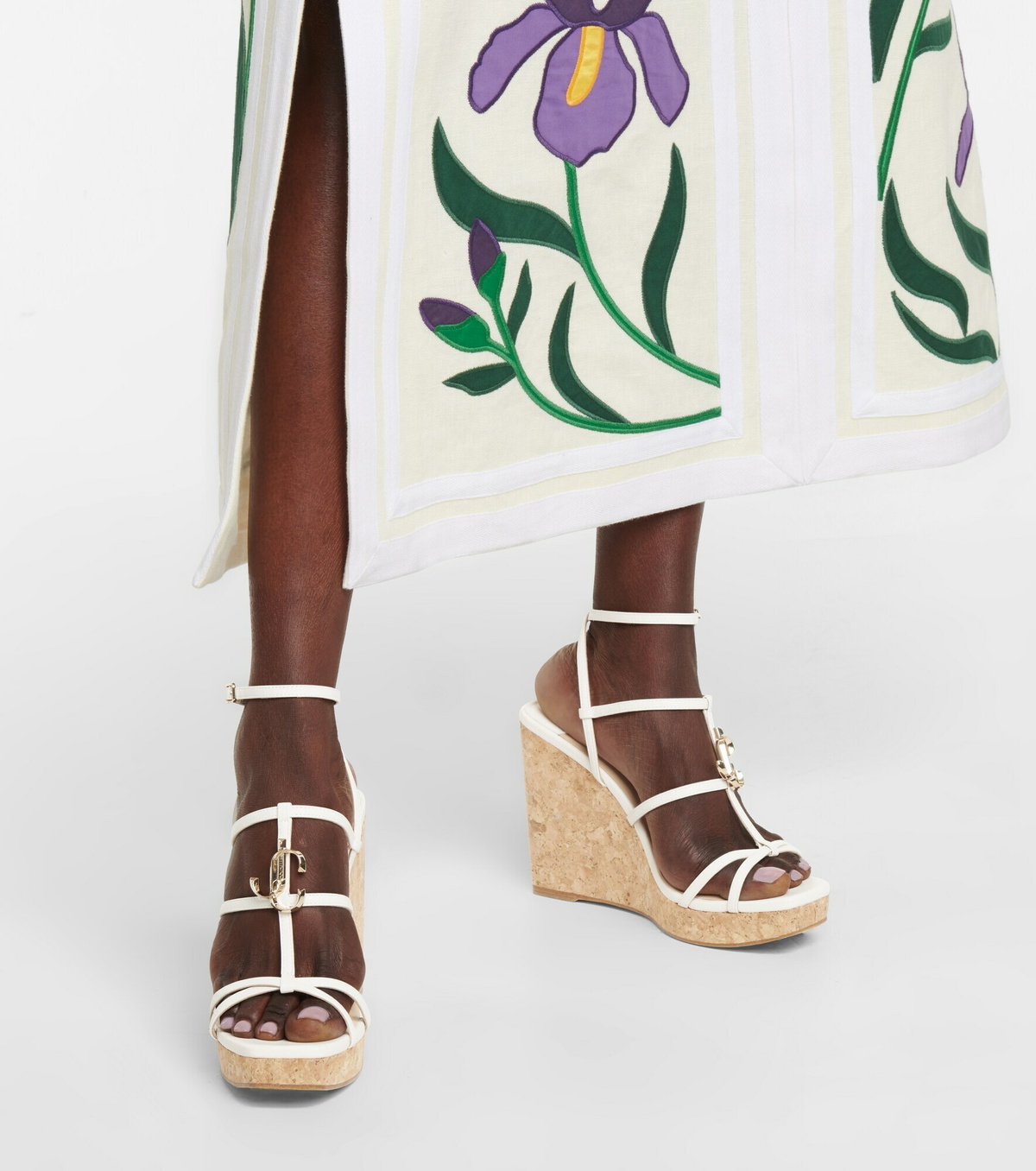 JIMMY CHOO の靴♪ ★ JC ANKLE WEDGE ★ 110mm 多色 Amber Orange Croc-Embossed Leather Wedge Sandals|JC ANKLE