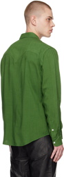 AMI Paris Green Press-Stud Shirt