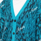 AMIRI Men's Mohair Cheetah Cardigan in Aqua