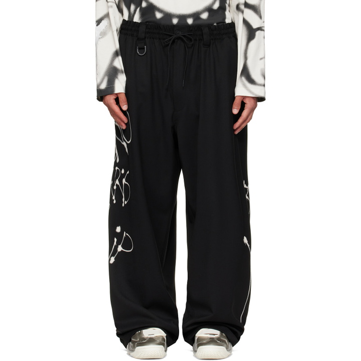 Photo: Y-3 Black Chito Edition Graphic Wide Wool Trousers