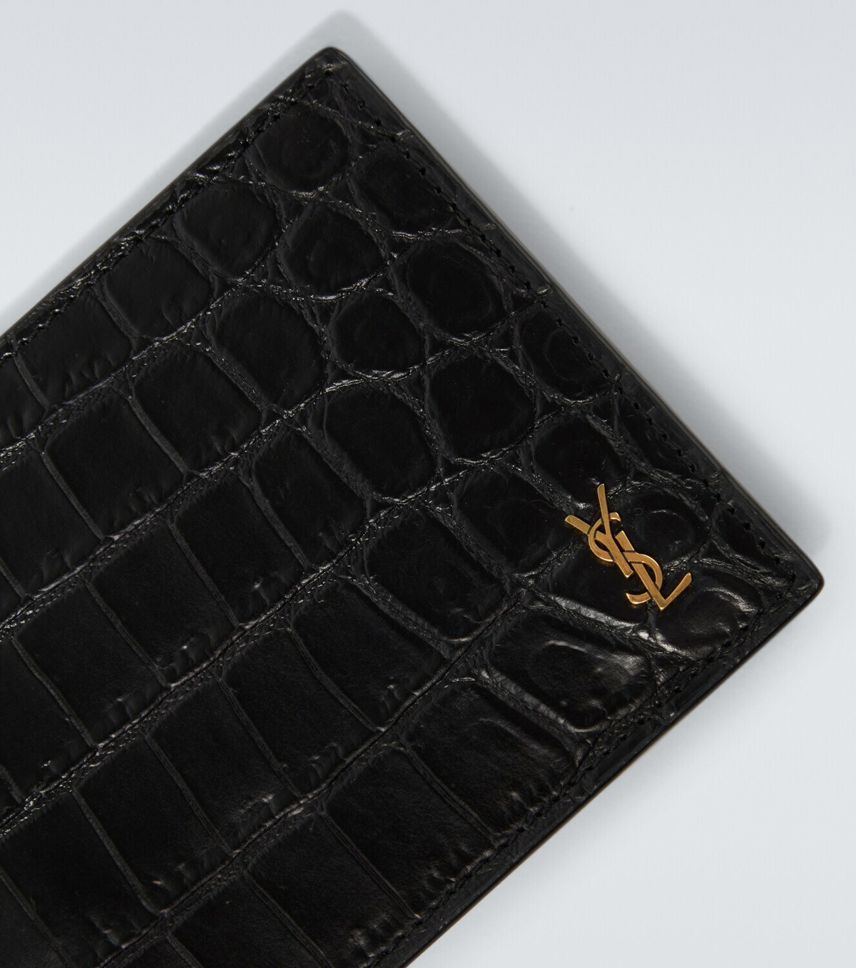 Saint Laurent Tiny Cassandre croc-effect leather wallet