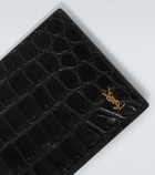 Saint Laurent Tiny Cassandre croc-effect leather wallet