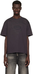 GANNI Black Heavy Cotton Drop Shoulder Heart T-shirt
