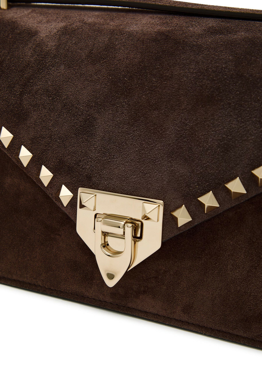 Valentino Rockstud Small Suede Shoulder bag - Brown - One Size