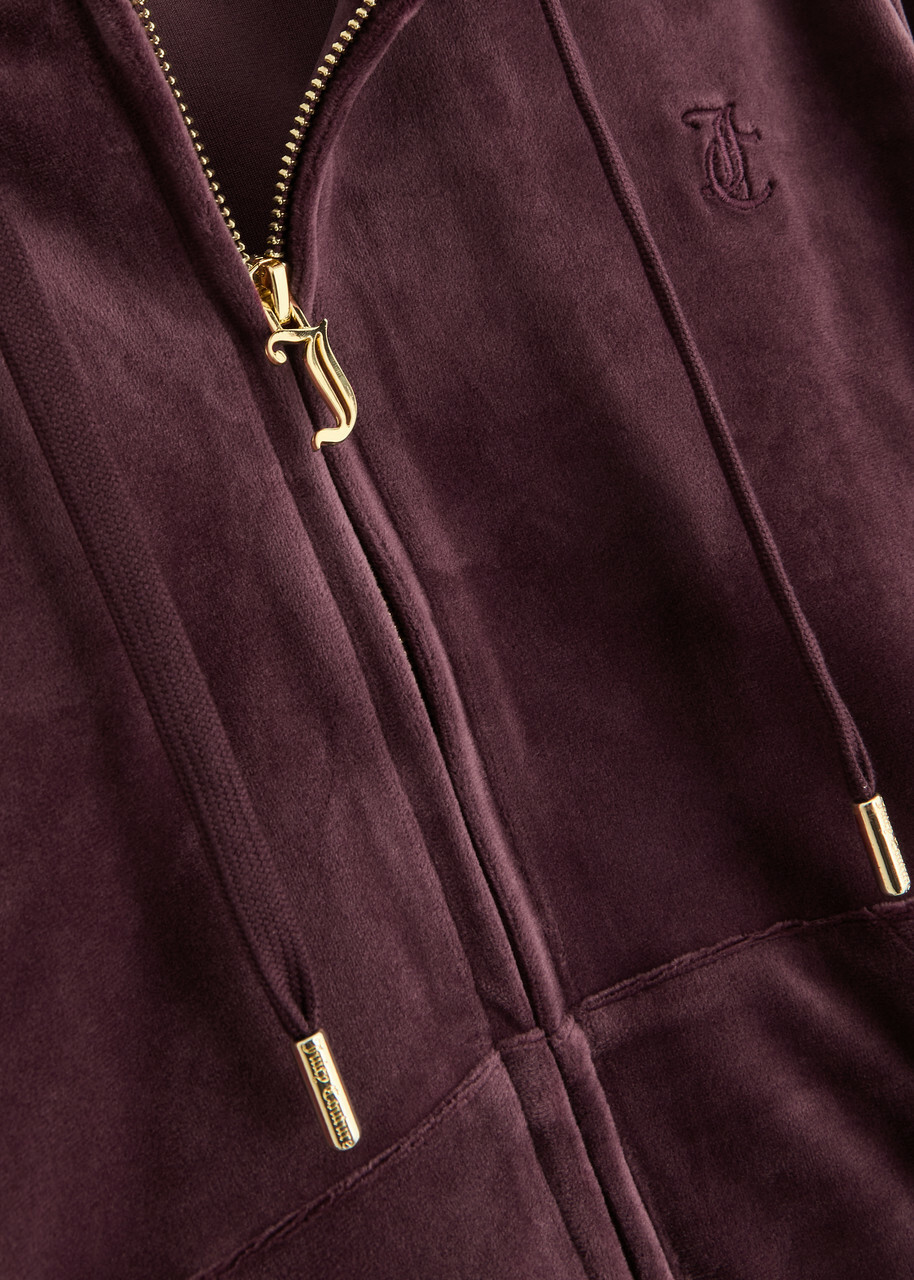 Juicy Couture Robertson Hooded Velour Sweatshirt Dark Red