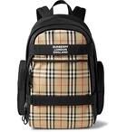 Burberry - Logo-Appliquéd Leather-Trimmed Checked Canvas Backpack - Neutrals