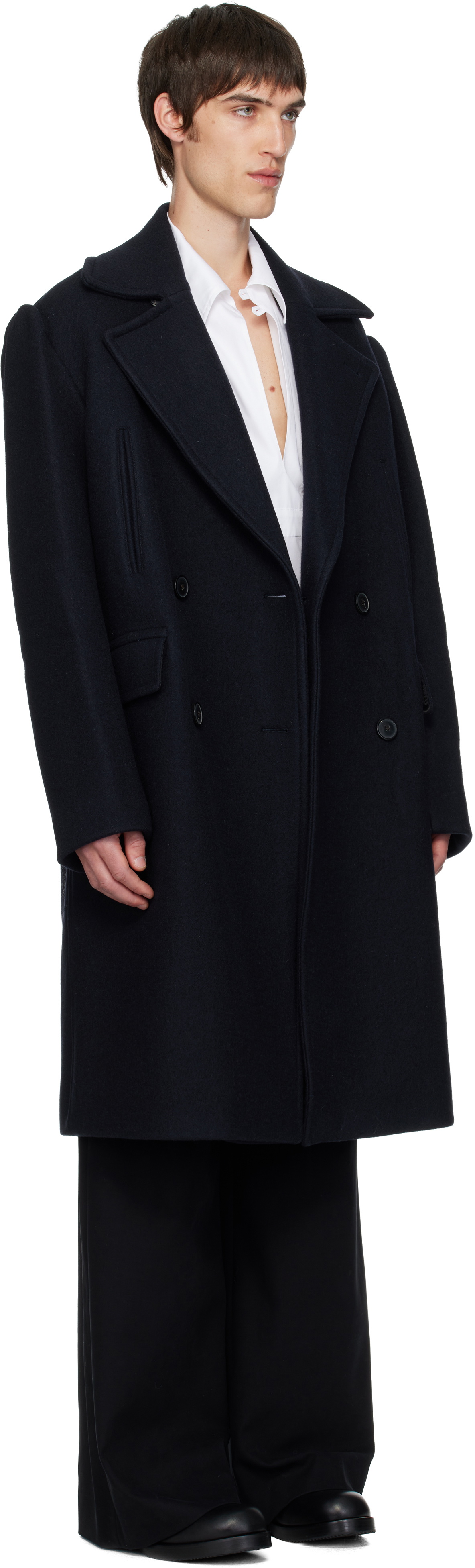 ジャケット・アウター DRIES VAN NOTEN Double-breasted coat Dries Van Noten Black Double-Breasted Coat Dries Van Noten