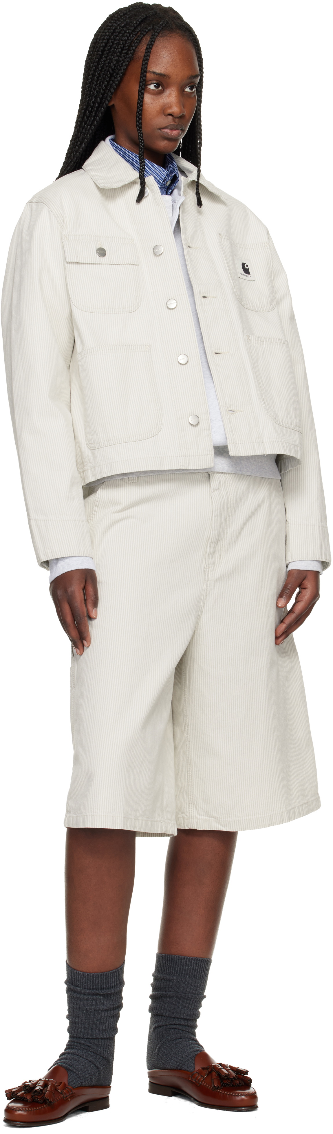 Carhartt Work In Progress Off-White Mercer Stripe Denim Chore Jacket