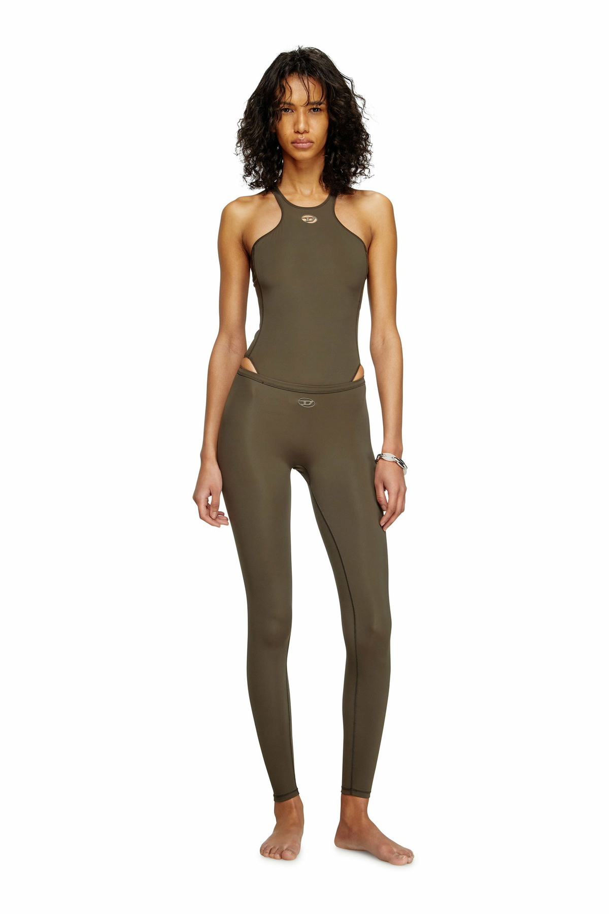 Diesel Stretch Nylon leggings - Pants Womens in Brown