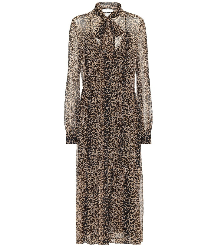 Photo: Saint Laurent Leopard-print silk midi dress
