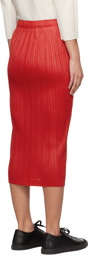 PLEATS PLEASE ISSEY MIYAKE Red Thicker Bottoms 1 Midi Skirt