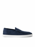 Christian Louboutin - Varsiboat Logo-Embossed Suede Loafers - Blue
