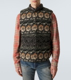 RRL Reversible leather and cotton puffer vest
