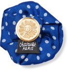 Charvet - Polka-Dot Silk-Faille Flower Lapel Pin - Blue