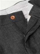 Brunello Cucinelli - Straight-Leg Pleated Linen Suit Trousers - Gray