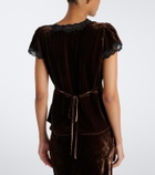 Rixo Karia lace-trimmed velvet top