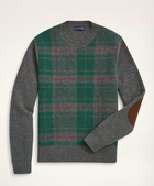 Brooks Brothers Men's Lambswool Plaid Intarsia Sweater | Grey