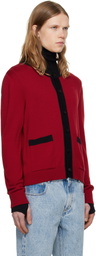 Ernest W. Baker Red Contrast Rib Cardigan