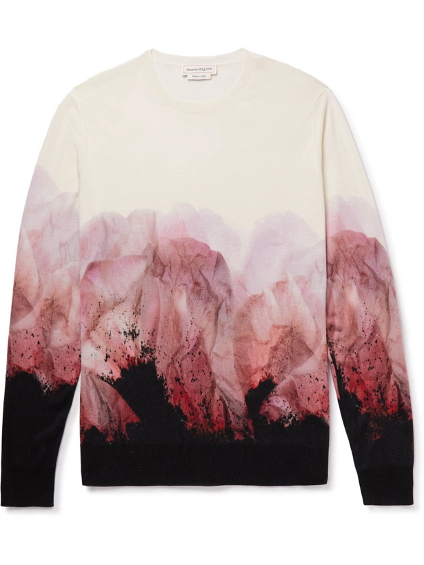 Photo: Alexander McQueen - Floral-Print Wool and Silk-Blend Sweater - Pink