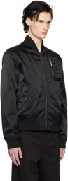 Palm Angels Black Curved Logo Bomber