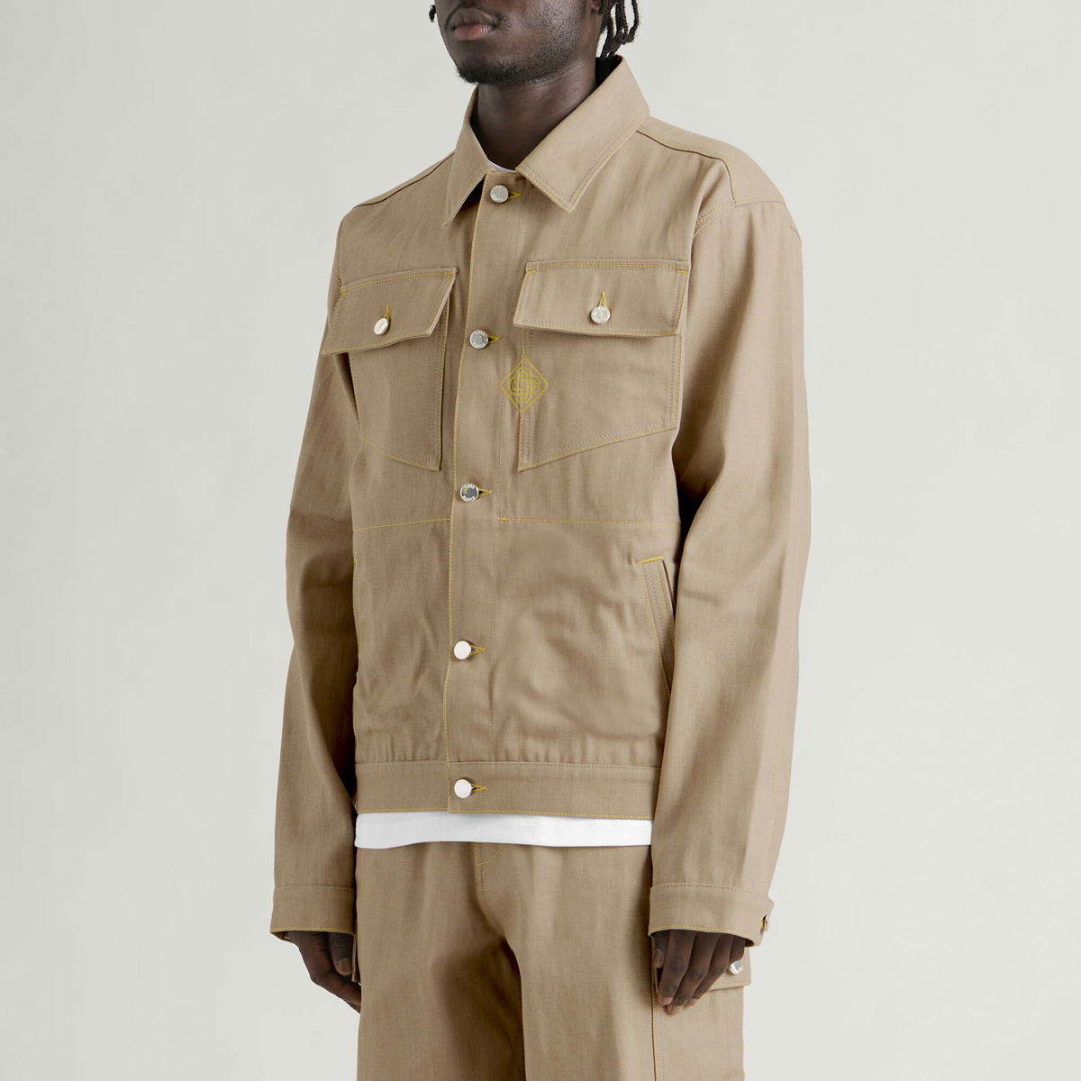 Casablanca Men's Desert Canvas Denim Jacket in Beige