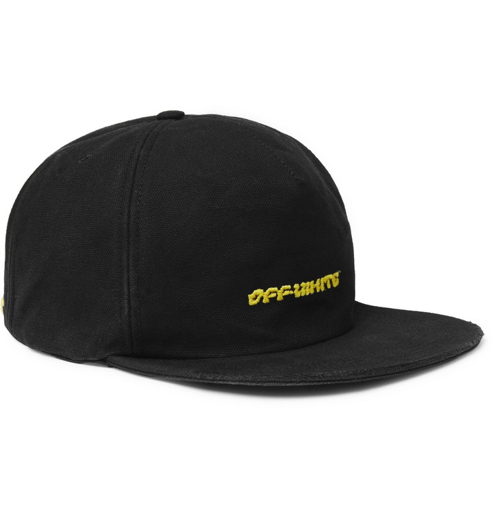 Photo: Off-White - Logo-Embroidered Cotton-Twill Baseball Cap - Black