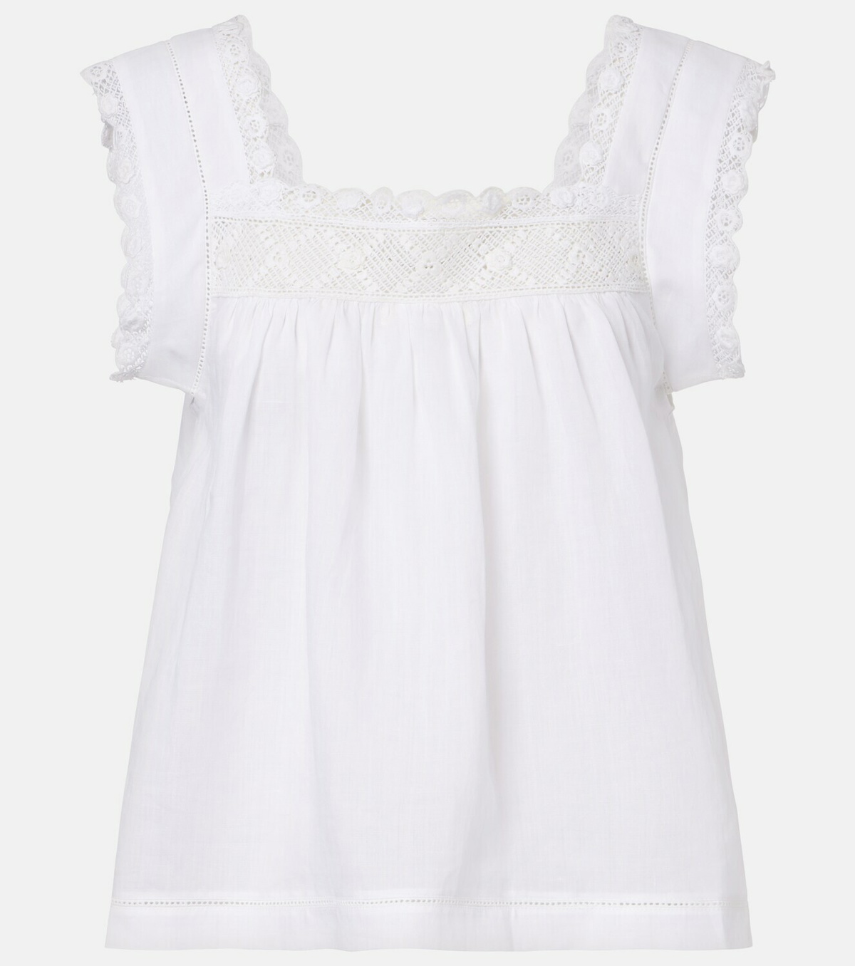 Dôen Aphra lace-trimmed ramie top