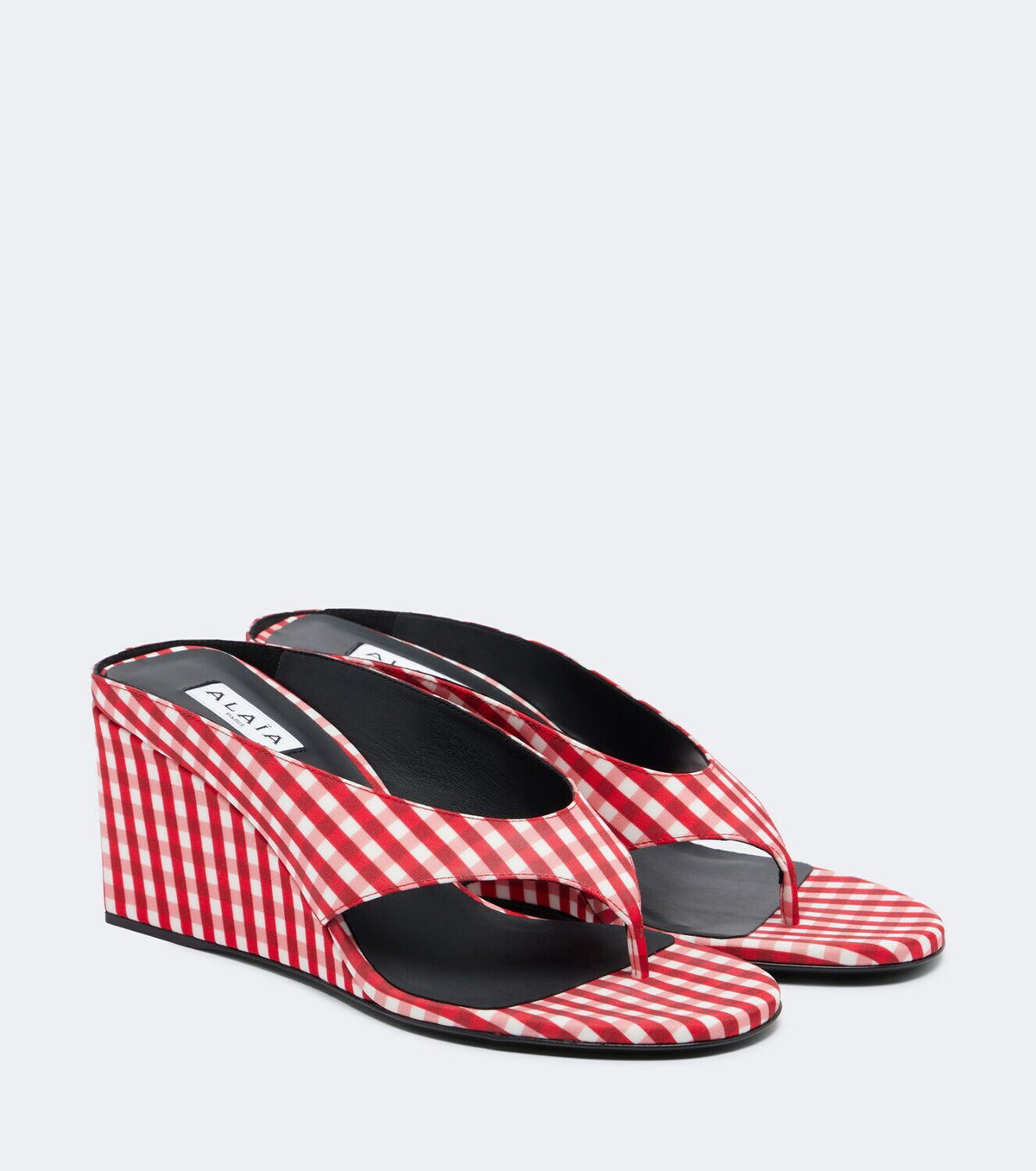 Alaïa Cube gingham wedge sandals