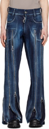 Charlie Constantinou Blue Adjustable Fit Zip Jeans