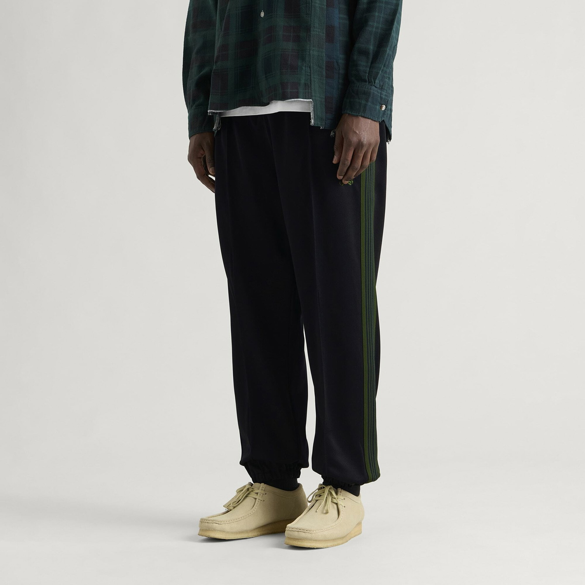 Needles Men's Poly Smooth Zipped Track Pants in Navy