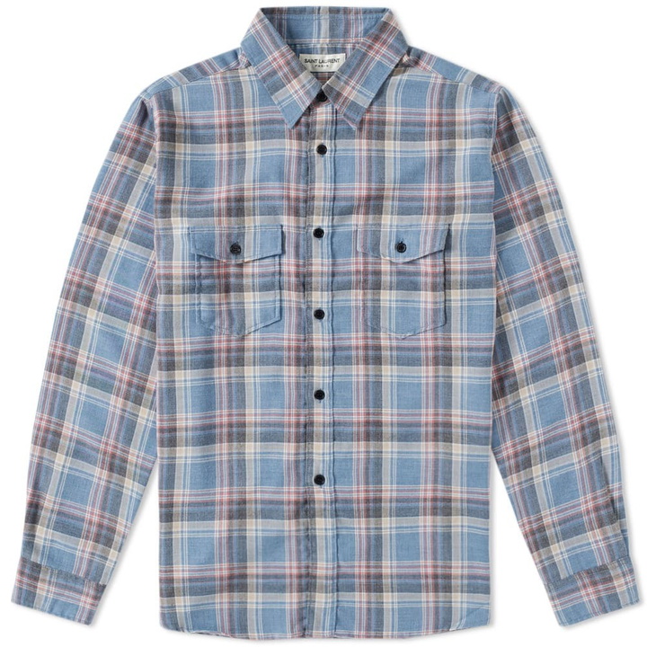 Photo: Saint Laurent Oversized Check Shirt Blue