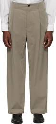 YOKE Beige 1-Pleat Trousers