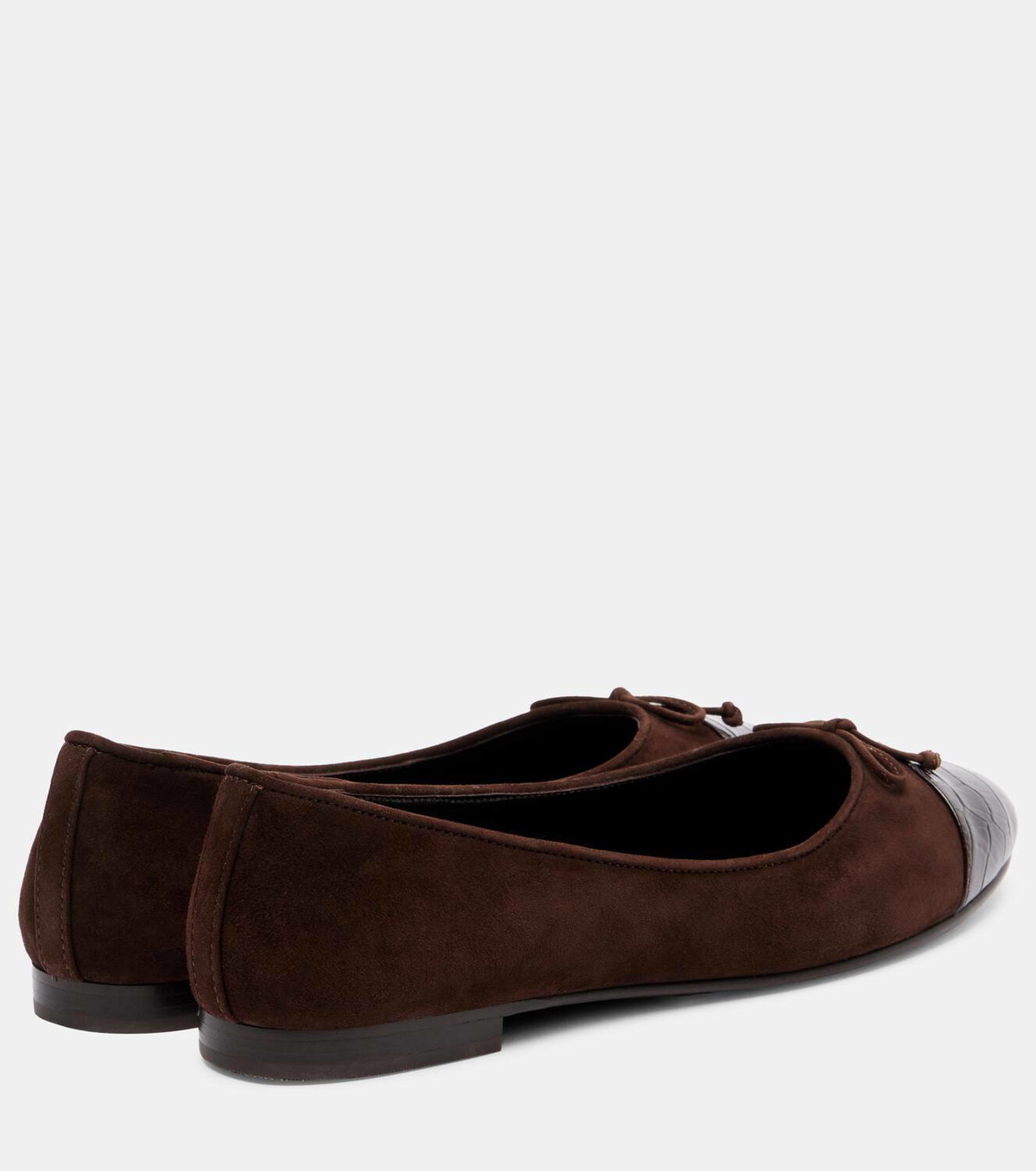 Tory Burch Cap Toe croc-effect suede ballet flats