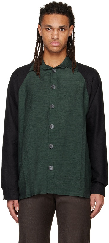 Photo: Labrum Green & Black Paneled Shirt