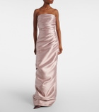 Marmar Halim Caped satin bustier gown